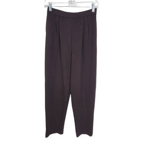 St. John Collection Marie Gray Women's Knit Pleated Pull On Brown Pants Size 4